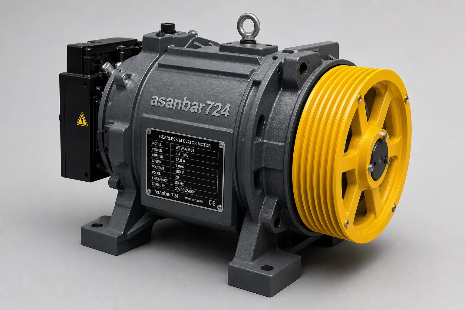 34e8c394-16d9-4a0e-8a8d-240ee5193516 موتور ویتور با توان 5.4KW، جریان 12.8 آمپر و سرعت 1m/s