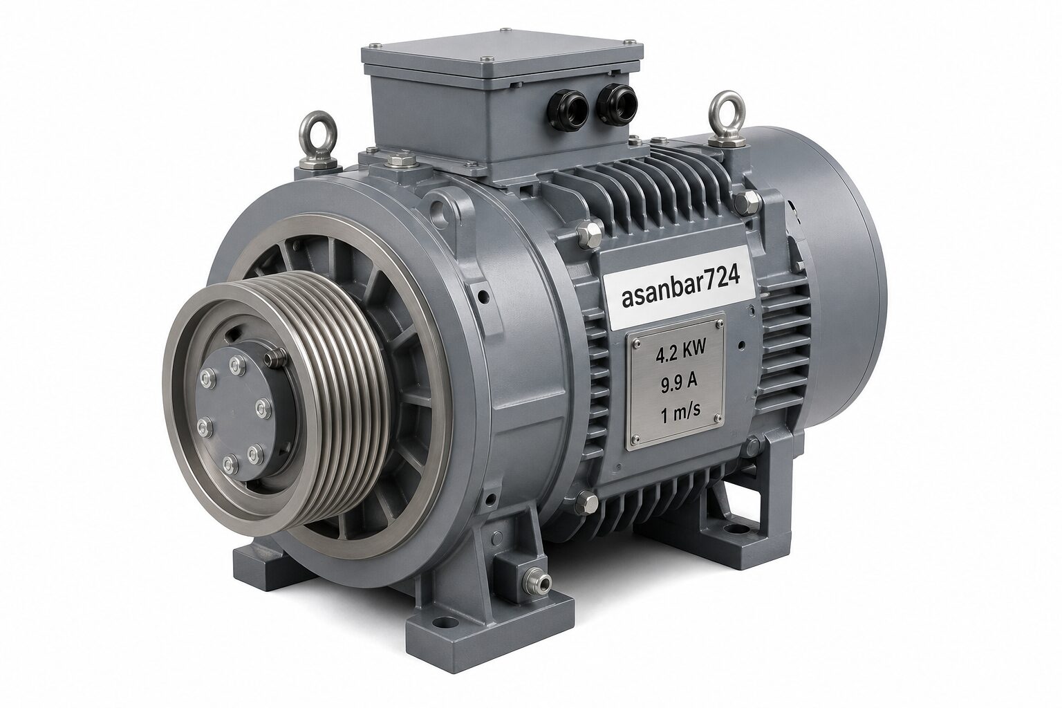 adb004f3-8ad1-4e77-8480-5bfb7d5d452c موتور گیرلس ویتور با توان 4.2KW، جریان 9.9A و سرعت 1m/s
