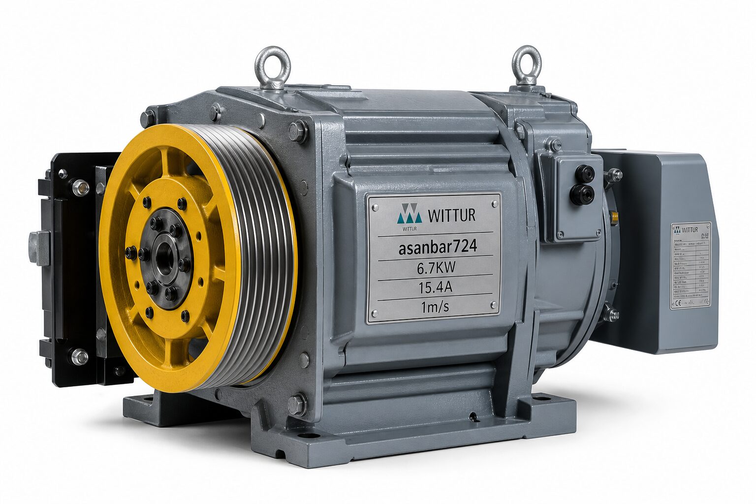 ddce1884-5db2-49e6-b6ea-c77d8bc19c03 موتور گیرلس پریما با توان 3.3KW، جریان 9.6 آمپر و سرعت 1m/s